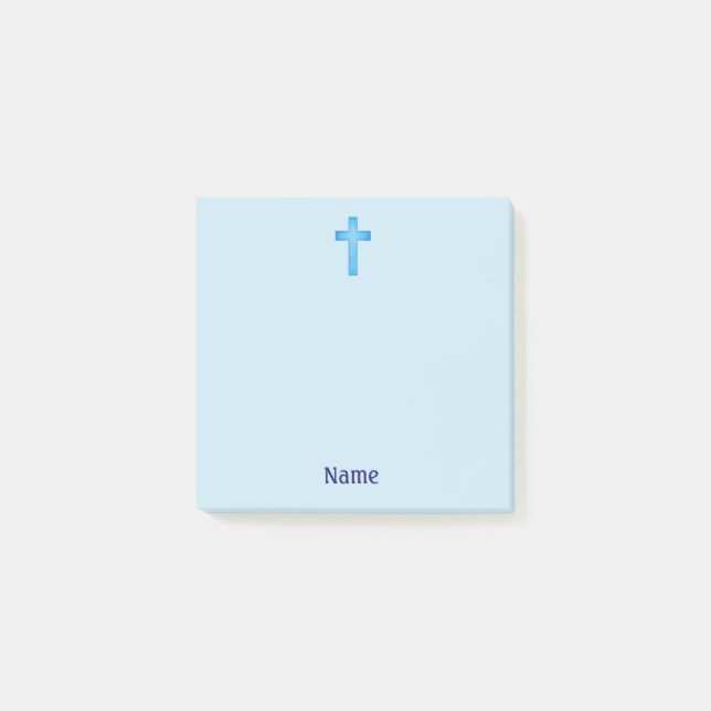 Aqua Blue Cross Faith Post It Note Pad (Front)