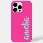 Aqua blue custom name script bold hot pink Case-Mate iPhone case (Back)