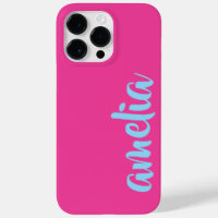 Aqua blue custom name script pink I Phone Case
