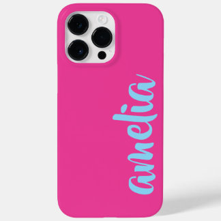 Aqua blue custom name script pink I Phone Case