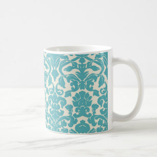 Aqua blue damask mug