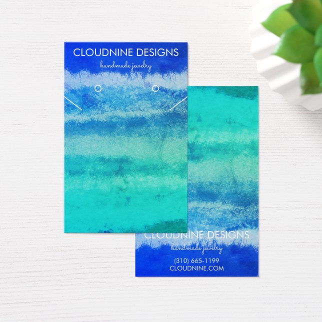 Aqua Blue Earring Necklace Jewellery Display Card (Desk)