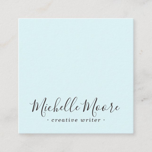 Aqua blue elegant minimalist feminine professional square business card (Front)