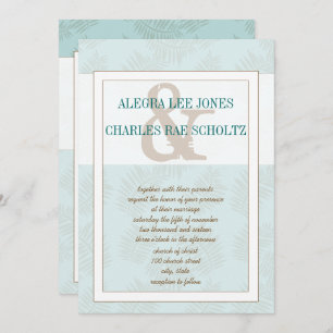 Aqua Blue et Faire-part de mariage Feuille Brown