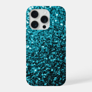 Aqua blue faux glitter sparkles iPhone 15 pro case