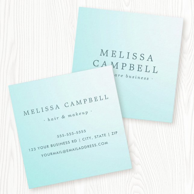 Aqua blue feminine professional minimalist square business card (Creator Uploaded)