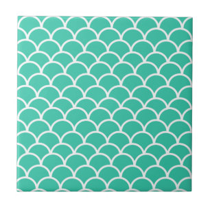 Aqua Blue Fish scale pattern Tile