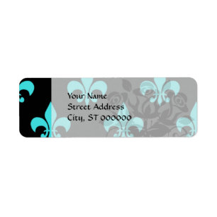 aqua blue fleur de lis pattern