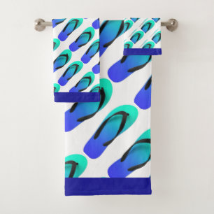 Aqua + Blue Flip Flops Bath Towel Set