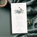 Aqua Blue Floral Teapot Cups Wedding Menu Card<br><div class="desc">If you need any further customisation please feel free to message me on yellowfebstudio@gmail.com.</div>