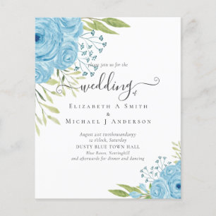 Aqua Blue Floral Wedding Flyer
