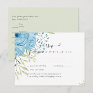 Aqua Blue Floral Wedding  Postcard