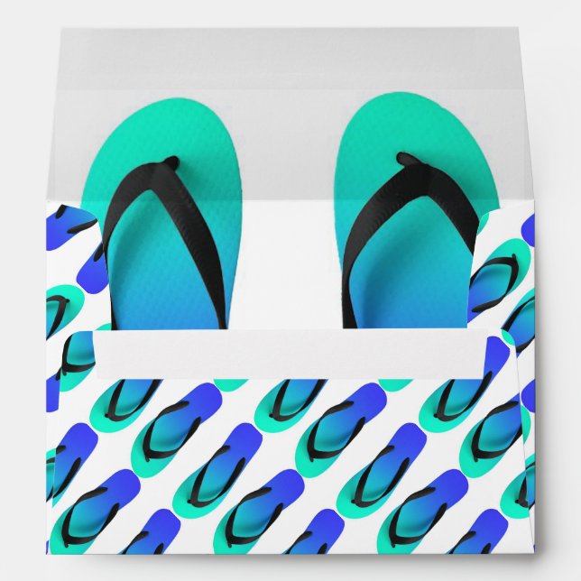 Aqua Blue Fun Flip Flops  Enveloppes (Dos (Bas))