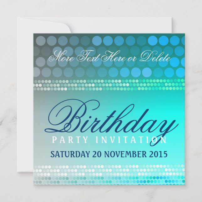 Aqua Blue Funky Dance Party Birthday Invitation (Front)