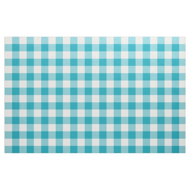 Aqua Blue Gingham Pattern Fabric (Yard)