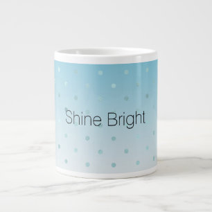 Aqua Blue Glam Dots Ombre Christmas Large Coffee Mug