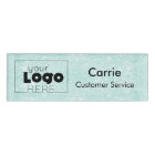 Aqua Blue Glitter Business Logo Employee Name Tags