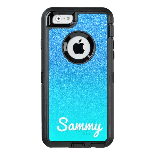 Aqua Blue Glitter Ombre Personalized OtterBox iPhone 6/6s Case