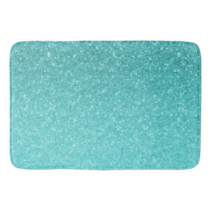 Aqua Blue Glitter Sparkle Girly Glam Mermaid Bath Mat