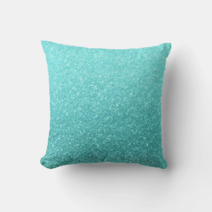 Aqua Blue Glitter Sparkle Girly Glam Mermaid Throw Pillow