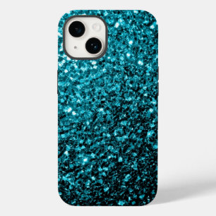 Aqua blue glitter sparkles iPhone 14 case