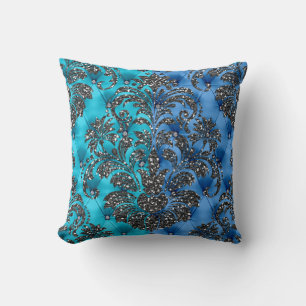 Aqua/Blue Glitter Two Tone Satin  Pillow