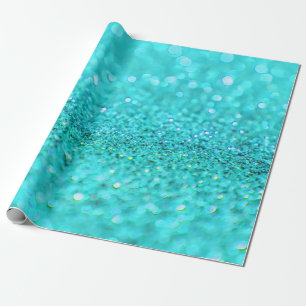 Aqua Blue Glitter  Wrapping Paper