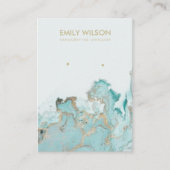AQUA BLUE GOLD AGATE MARBLE EARRING DISPLAY CARD (Front)