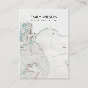 AQUA BLUE GOLD AGATE MARBLE NECKLACE STUD DISPLAY BUSINESS CARD