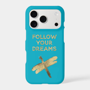 Aqua Blue Gold Follow Your Dreams Dragonfly