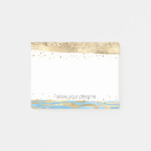 Aqua Blue Gold Glitter Confetti Animal Print     Post-it Notes