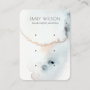 AQUA BLUE GOLD WATERCOLOR WAVES 3 EARNING DISPLAY BUSINESS CARD