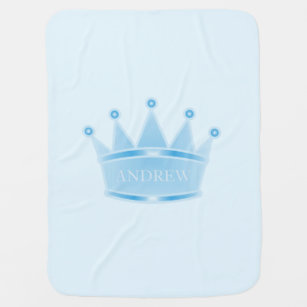 Aqua Blue Gradient Crown Baby Boy Personalized Baby Blanket