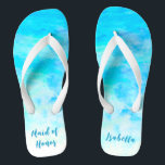 Aqua Blue Gradient Maid of Honour Simple Flip Flop<br><div class="desc">These simple stylish Aqua Blue Gradient flip flops is a memorable gift for wedding party members: bride, bridesmaids, mother of the bride, maid of honour... They will add a stylish dose of glam to your wedding day, bachelorette party, or other celebration. ♥Customize it with your wording by using the template fields. ♥ If...</div>