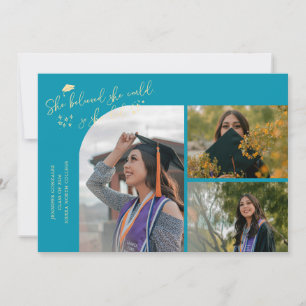  Aqua Blue Graduate She Believed Multi Photo Announcement