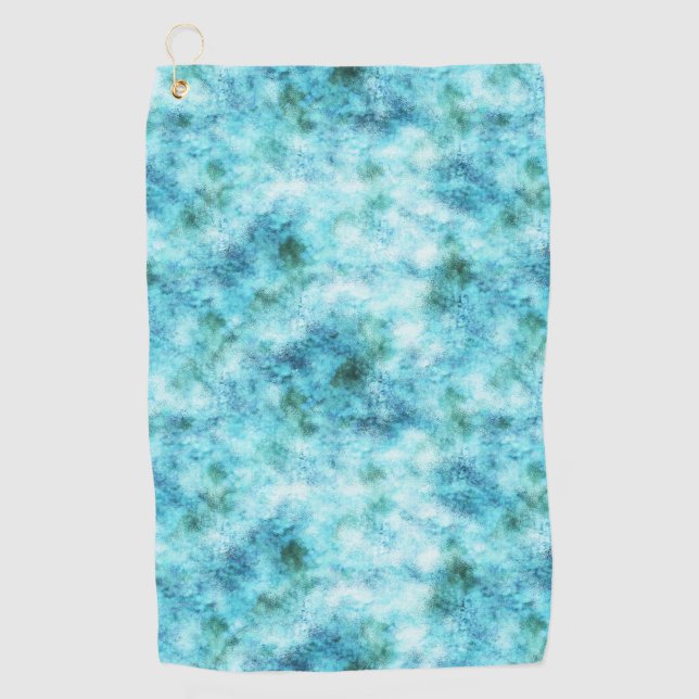 Aqua Blue Green Abstract Golf Towel (Front)