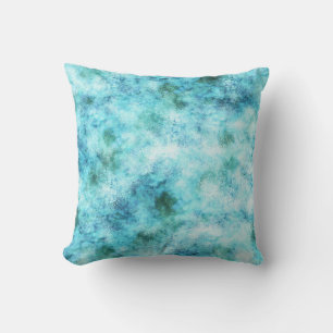 Aqua Blue Green Abstract Throw Pillow