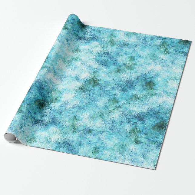Aqua Blue Green Abstract Wrapping Paper (Unrolled)