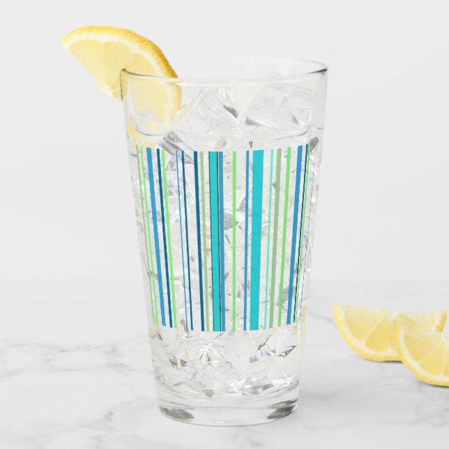 Aqua Blue Green Beach Colour Stripes Glass (Front Ice)
