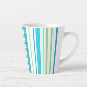 Aqua Blue Green Beach Colour Stripes Latte Mug