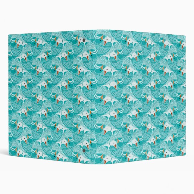 Aqua blue green flying ducks tessellation pattern binder (Background)