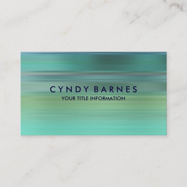 Aqua Blue Green Stripe Business Card (Front)