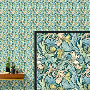 Aqua Blue Green Yellow Pink Art Nouveau  Wallpaper