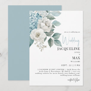 Aqua Blue Hydrangeas Faire-part de mariage