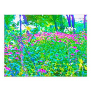 Aqua Blue Impressionistic Garden Landscape Photo Print