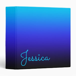Aqua Blue Indigo and Black Ombre Binder