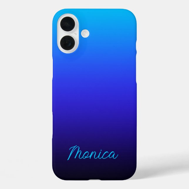 Aqua Blue Indigo and Black Ombre Case-Mate iPhone Case (Back)