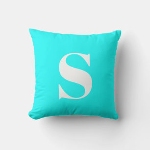 Aqua Blue Initial Monogramme Coussin extérieur