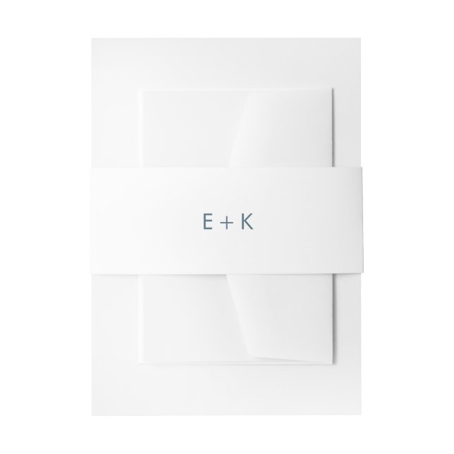 Aqua blue initials monogram invitation belly band (Front Example)