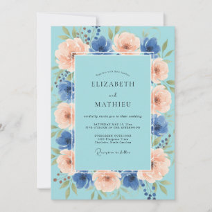 Aqua Blue Joyous Spring Wedding Invitation